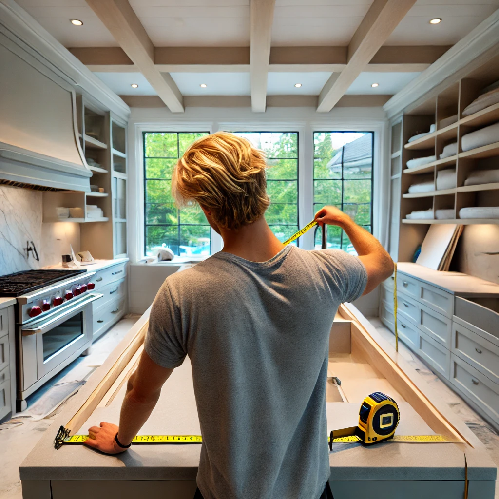 measuring for countertop in Toronto kitchen renovation